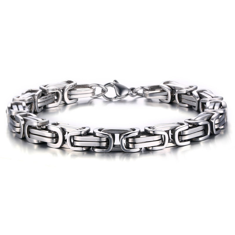 Men's Stainless Steel Square Byzantine Gold Fashion Bracelets