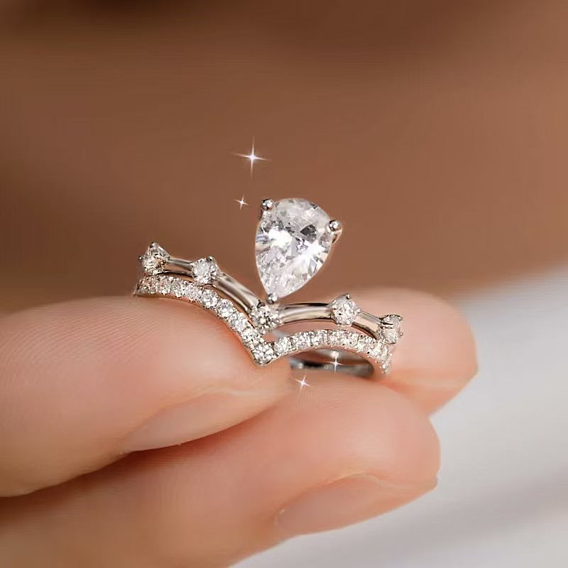 Eight Hearts Arrows Zircon Imitation Moissanite Female Male Six Claw Ring
