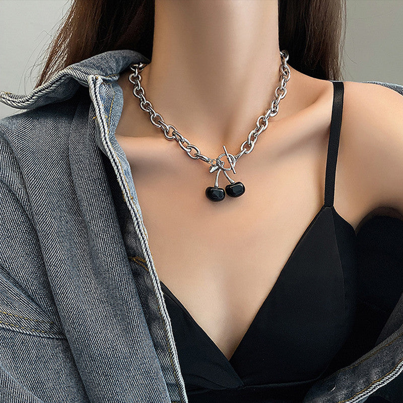 Dark Black Cherry Cool Handsome Retro Temperament Necklaces