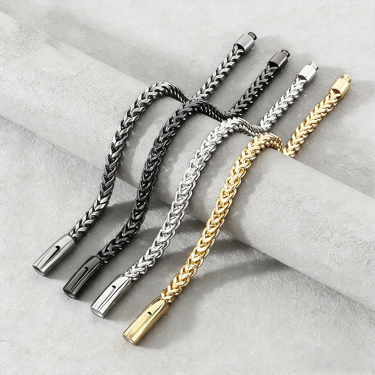 Men's Fashion Trend Positive Negative Round Grinding Encryption Chain Spring Bracelets