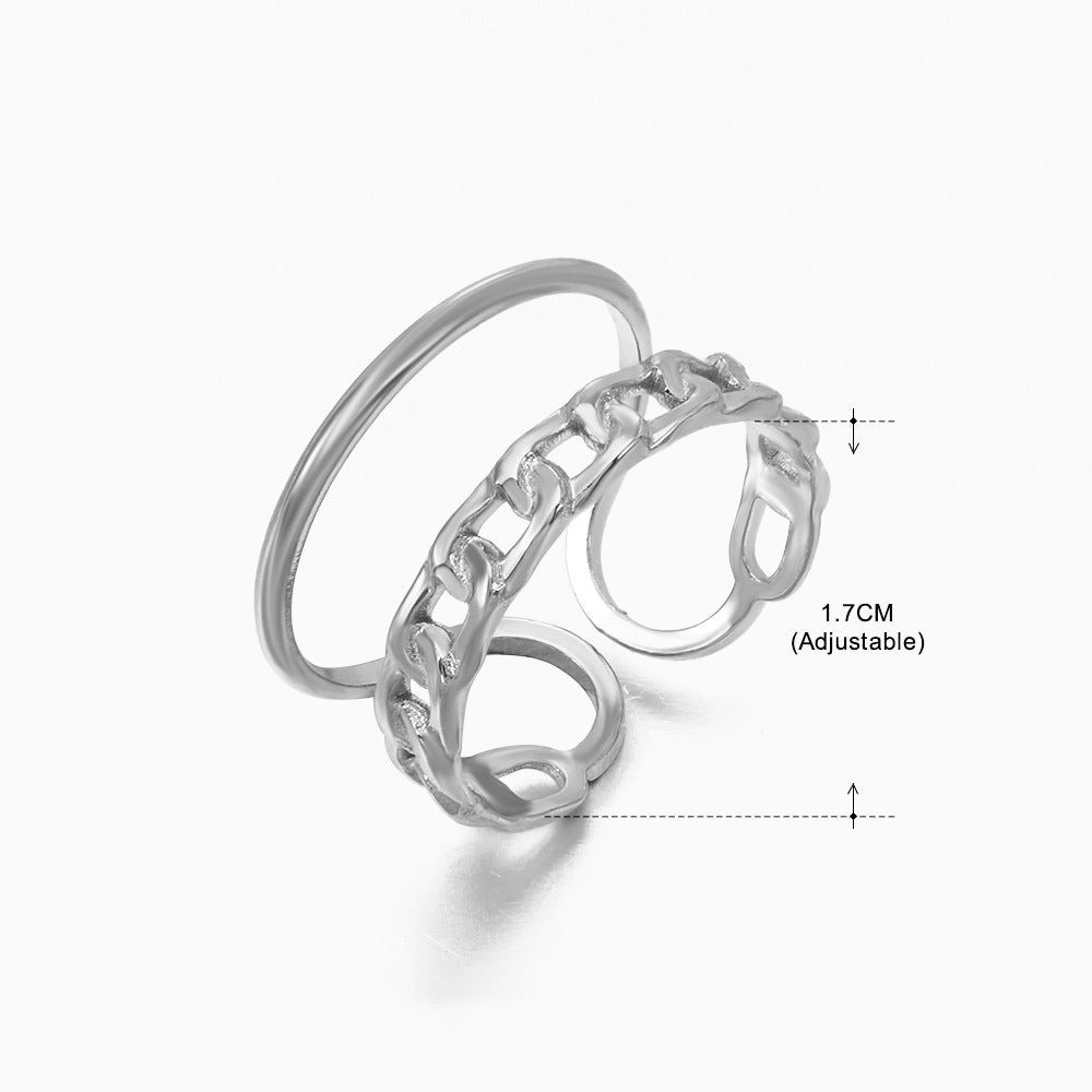 Stainless Steel Shaped Female Retro Popular Geometric Rings