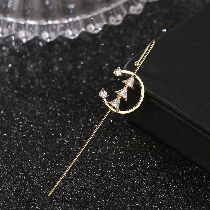 Super Fairy Copper Inlaid Zircon Temperamental Cold Style Earrings