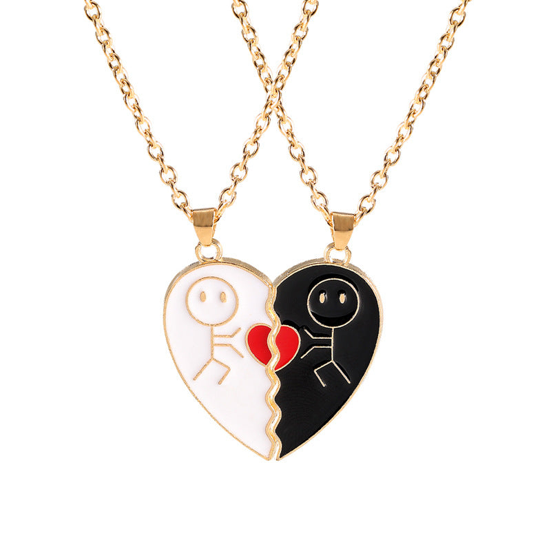 Personalized Stickman Love Couple Fashion Heart-shaped Necklaces