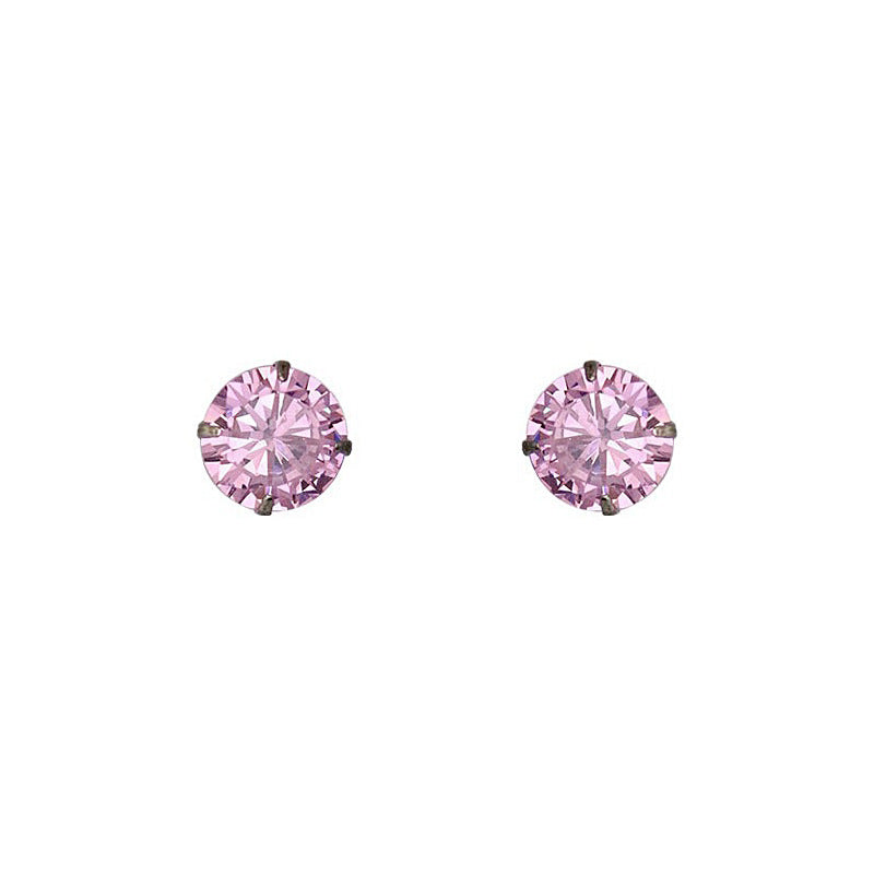 Women's Flash Pink Diamond Zircon Ear Bone Pin Stud Earrings