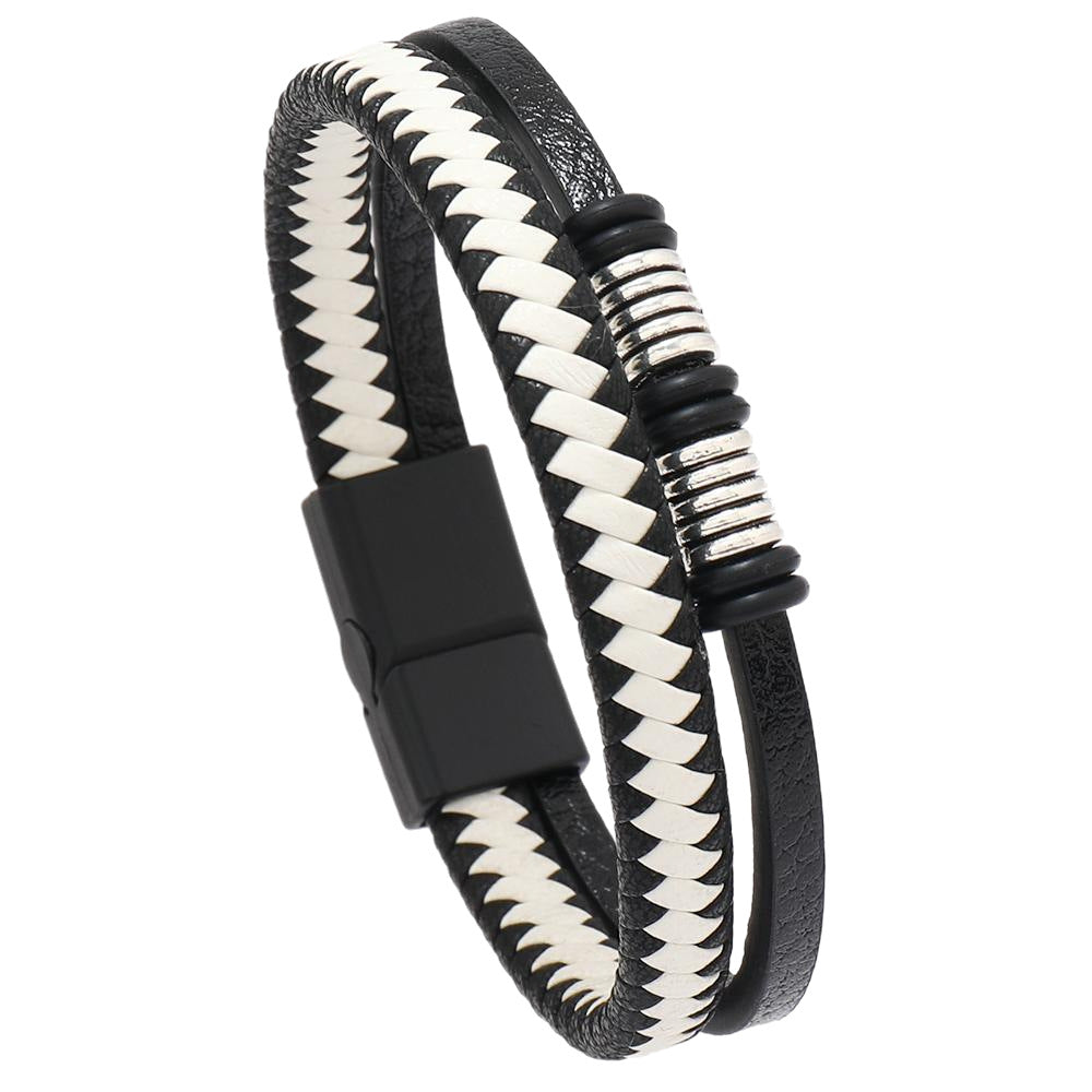 Men's Fashion Leather Couple Magnetic Snap Geometric Bracelet