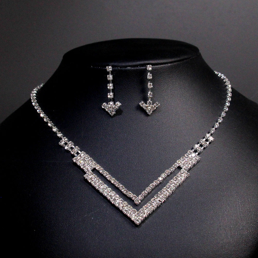Claw Chain Rhinestone Bridal Eardrop Banquet Necklaces