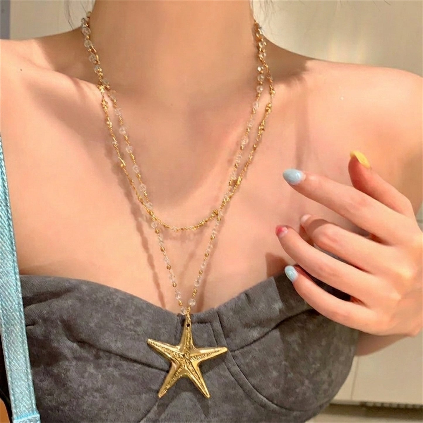 Women's Starfish Beaded Summer Long With Skirt Sweet Cool Hot Style Necklace