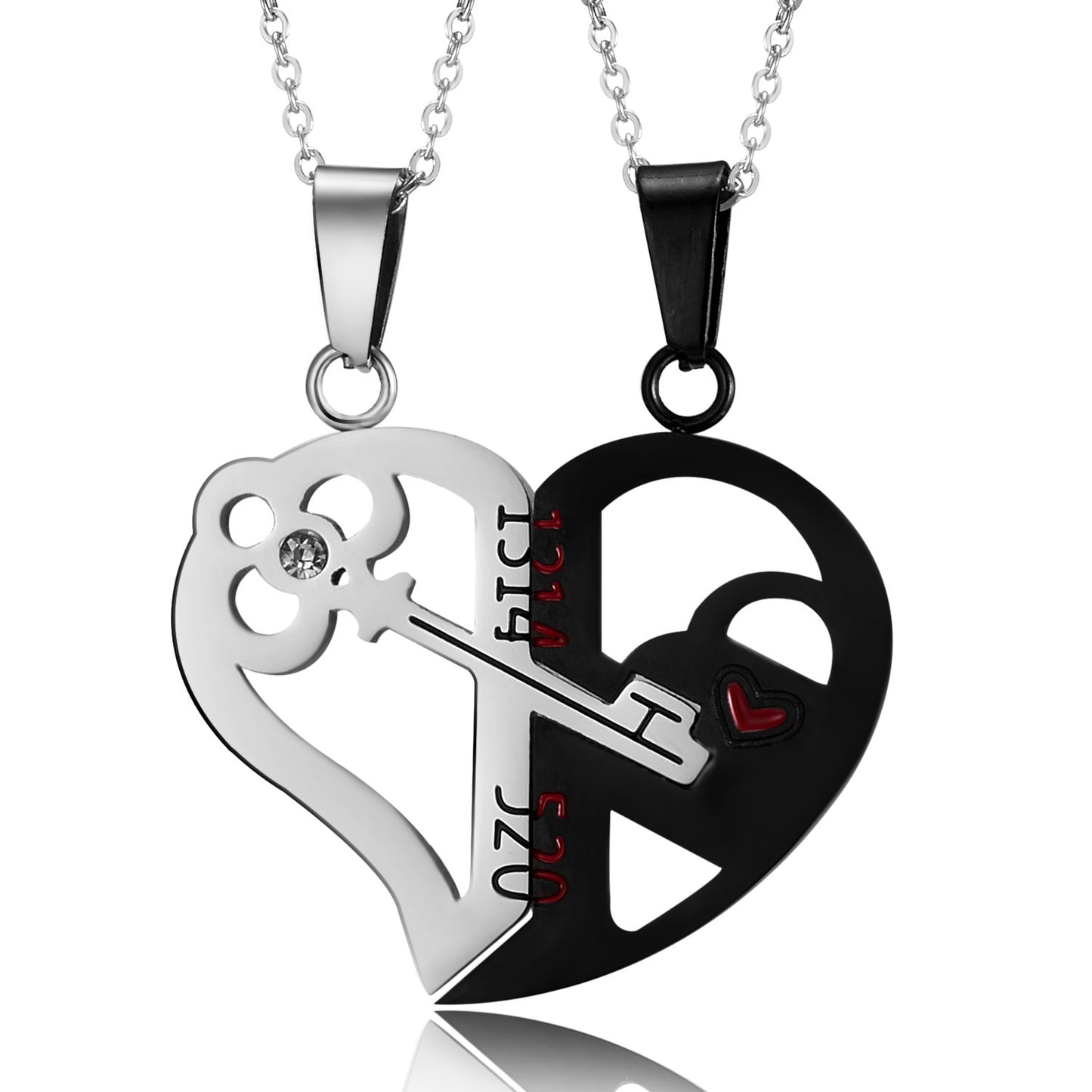 Steel Female Cat Key Puzzle Heart-shaped Necklaces