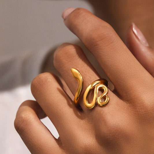 Women's Geometry Pattern Chain Cross Open Gold-plated Stainless Ring