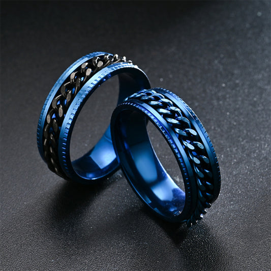 Women's & Men's Embossed Rotatable Chain Couple Rotating Diamond Rings