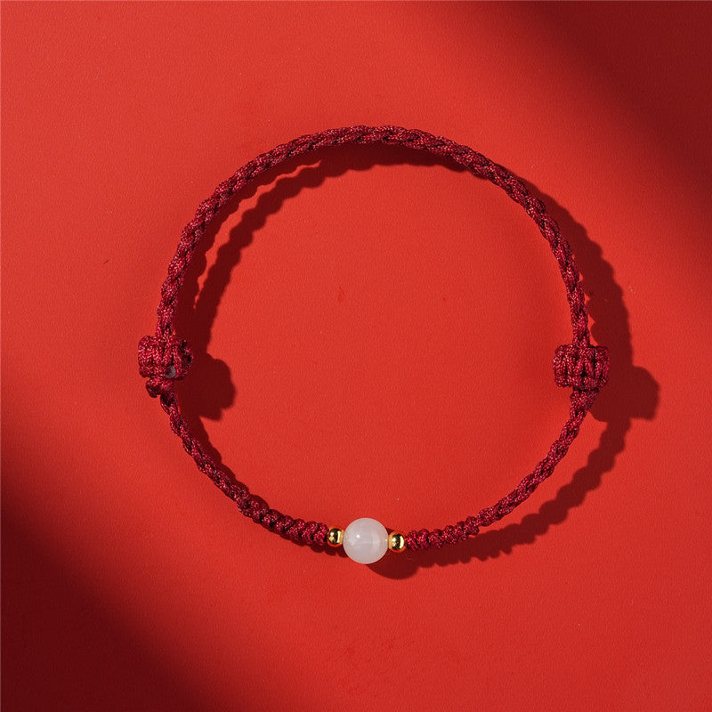 Life Red Rope Woven Cinnabar Jade Ethnic Style Advanced Bracelets