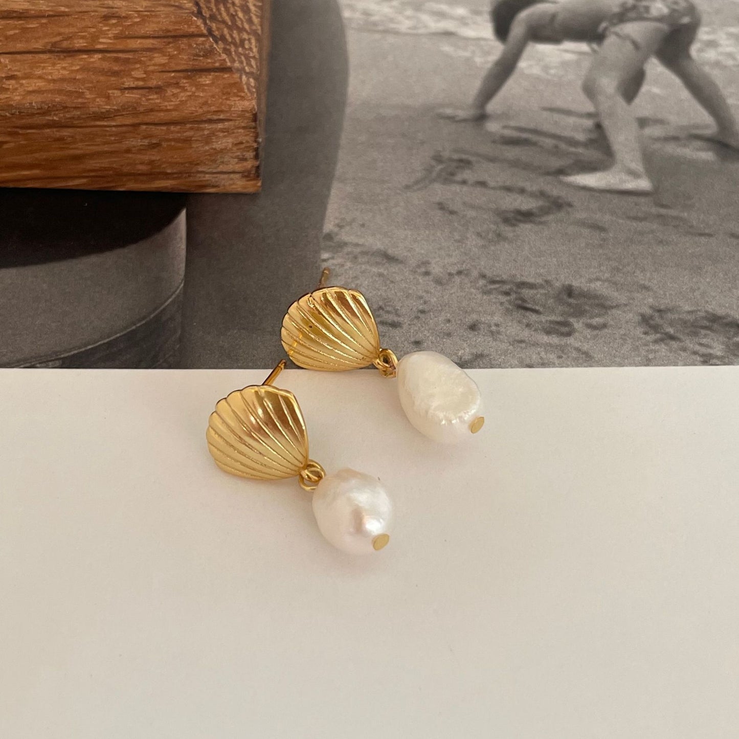 Sterling Sier Vintage Shell Pearl Simple Earrings