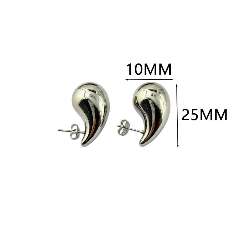Women's Steel Hollow Affordable Luxury Style Water Drop Glossy Titanium No Rings