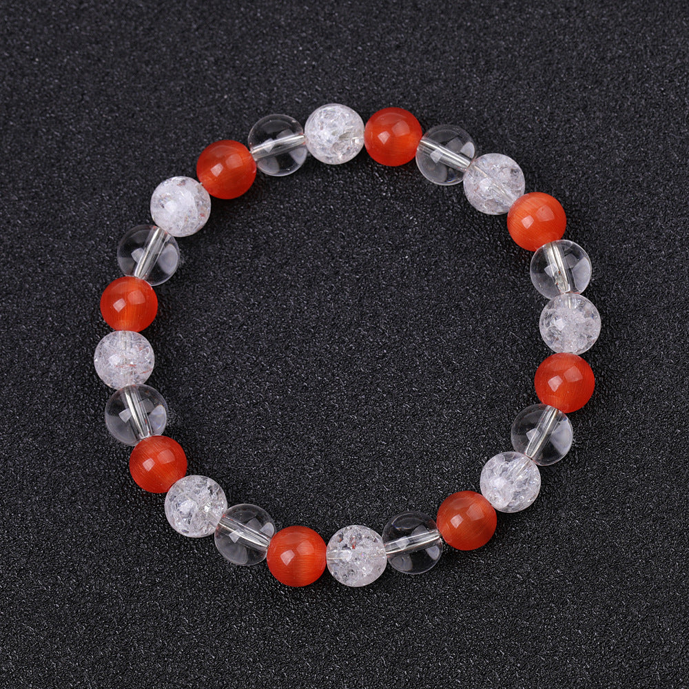 Women's & Men's Black Flash Mixed White-barked Pine Volcanic Rock Diamond-shaped Iron Ore Bracelets