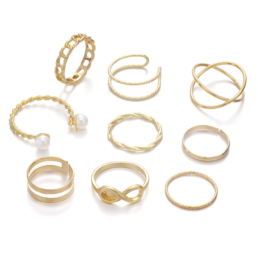 Snake Set Hollow Chain Cross Twist Rings