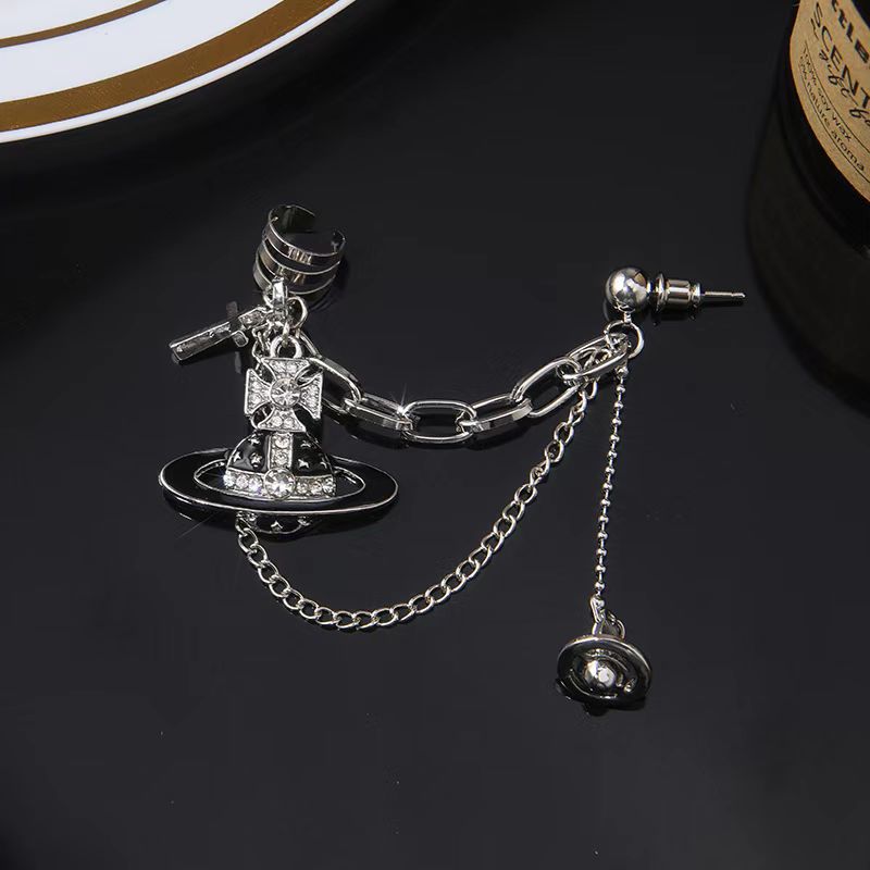 Oil Saturn Tassel Ear Clip Female Design High-grade Earrings