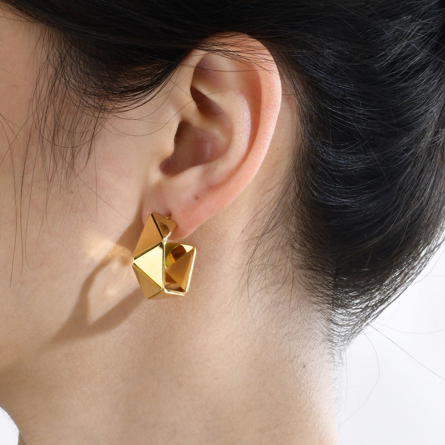 Women's Stainless Steel Irregular Shaped Three-dimensional Metal Titanium Earrings