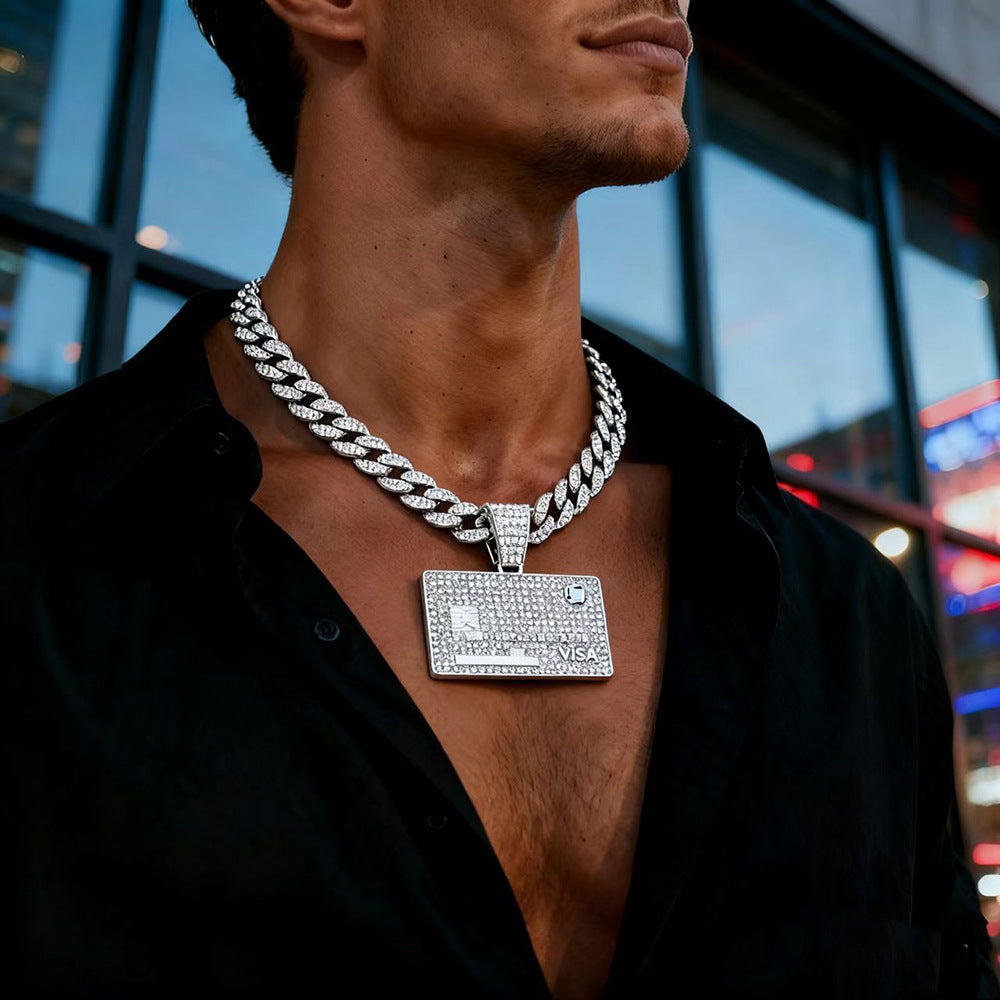 Hip Hop Cool Full Diamond Bank Card Street Necklace