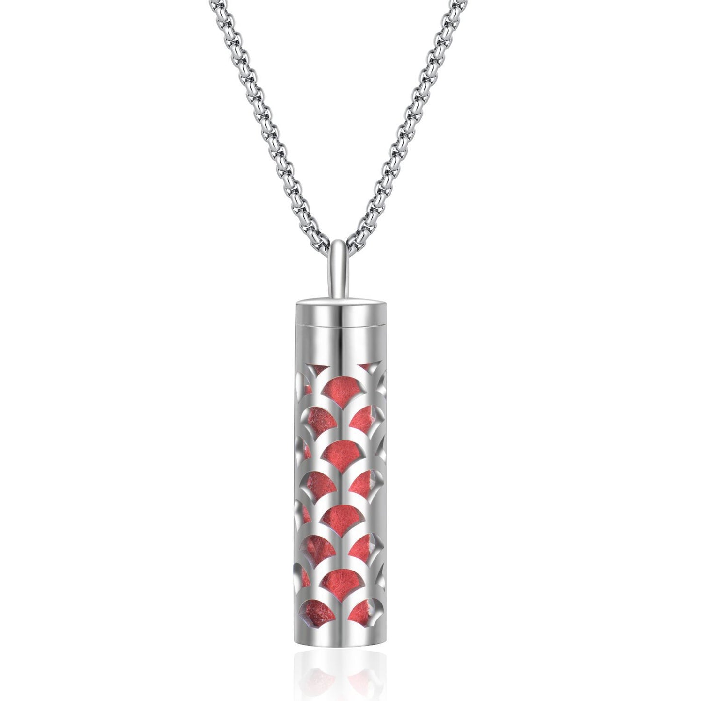 Perfume Bottle Essential Oil Stainless Steel Cylinder Corrugated Couple Pendants