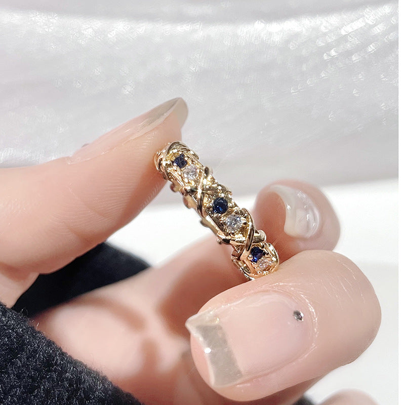 Light Luxury High-grade Cross Full Diamond Open-end Zircon Rings