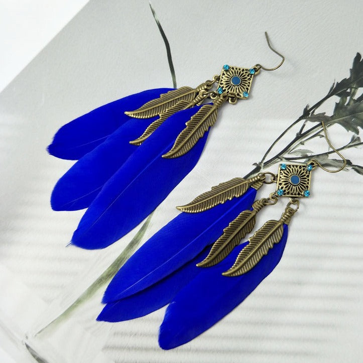 Women's Feather Leaf Creative Vintage Eardrops Earrings