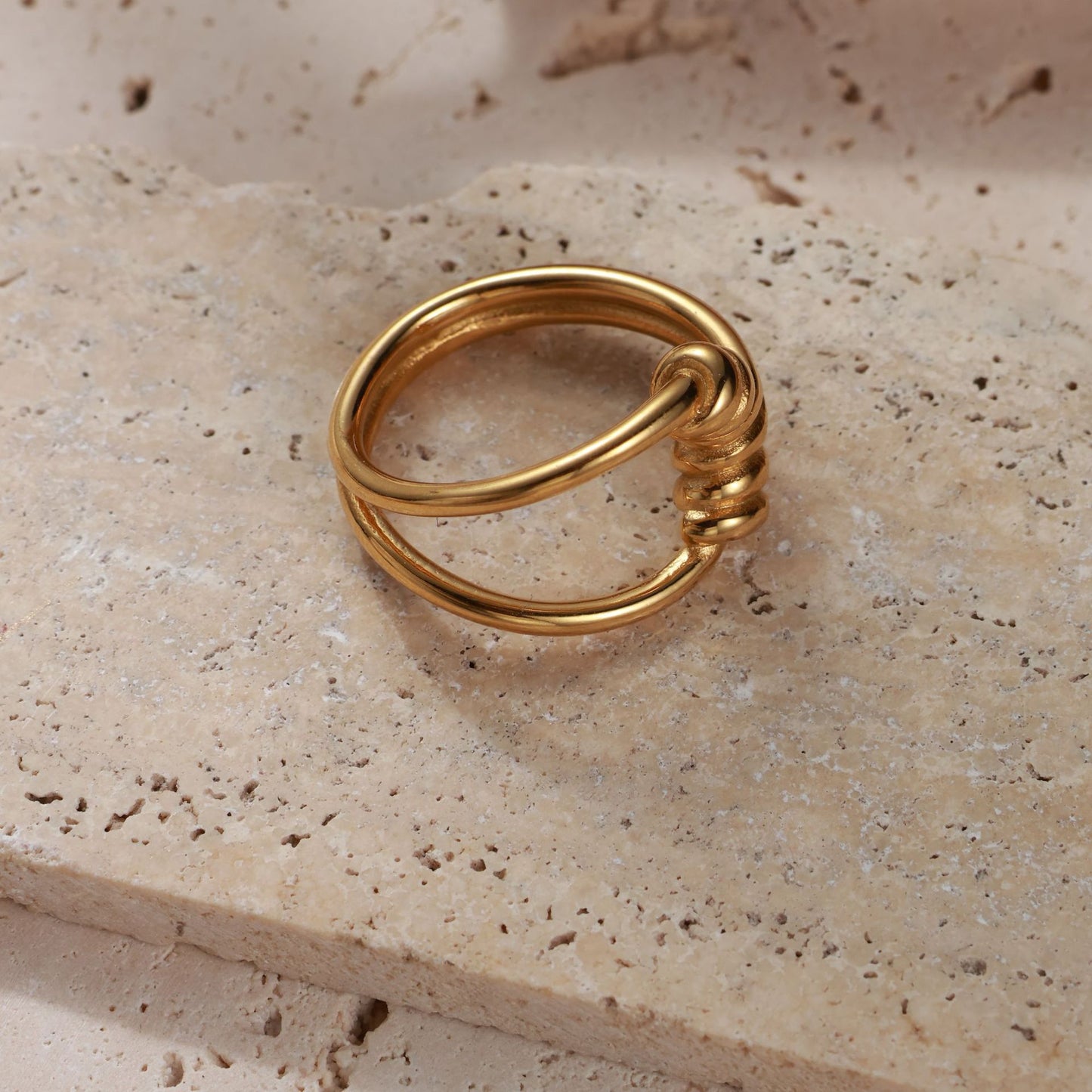 Personalized Knotted Woven Smooth Design Gold-plated Stainless Steel Rings