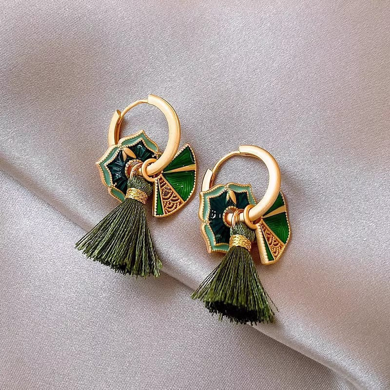 Glazed Fan Eardrops Female Niche Advanced Design Multiple Ways To Ear Buckle