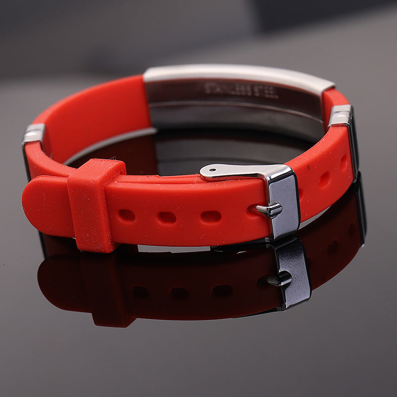 Simple Silicone Stainless Steel Glossy Can Bracelets