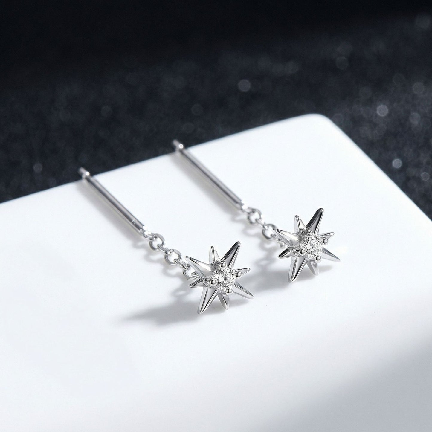 Women's Eight Awn Star Refined Simple Design Zircon Rings