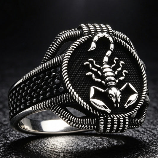 Men's Scorpion Creative Animal Shape Black Diamond Man's Simple All Ring