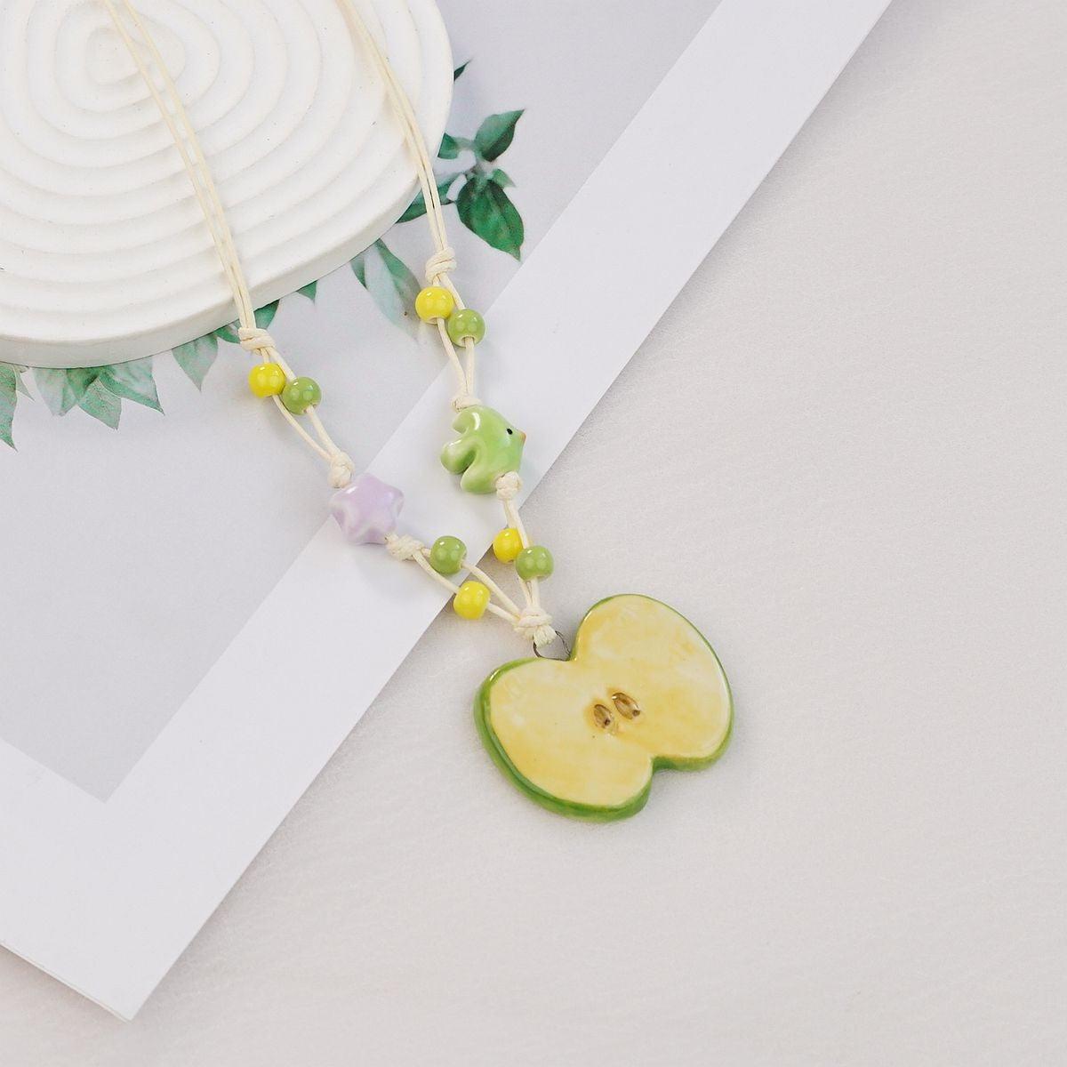 Style Personalized Trendy Ceramic Geometric Colorful Fish Long High-grade Necklace