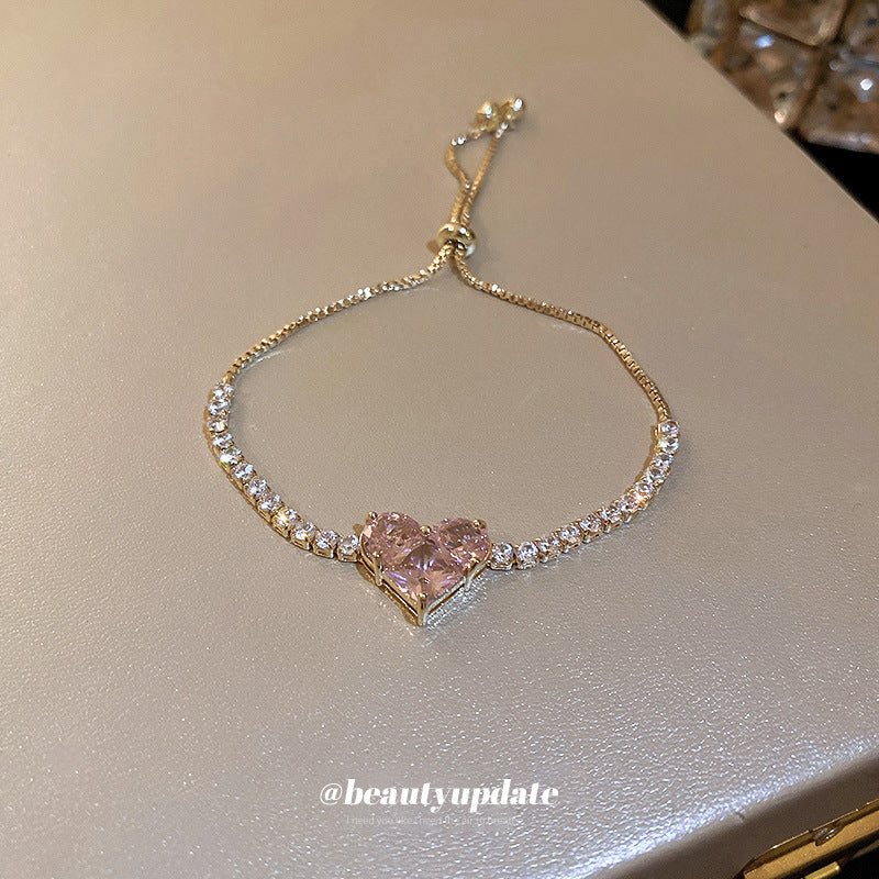 Light Luxury Heart-shaped Zircon Adjustable Fashion Design Classmates All Bracelets