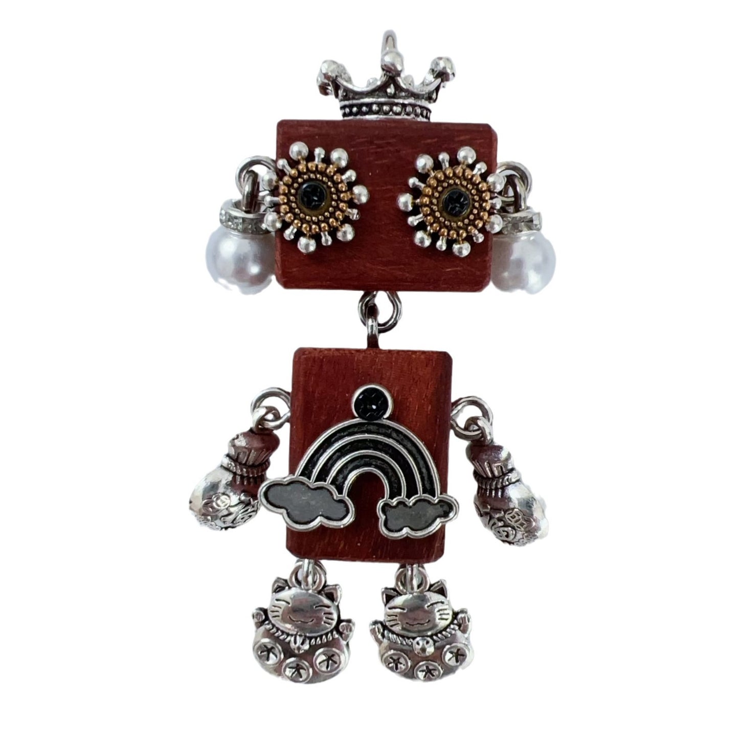 Style Wood Robot Birthday Present Cute Car Pendants