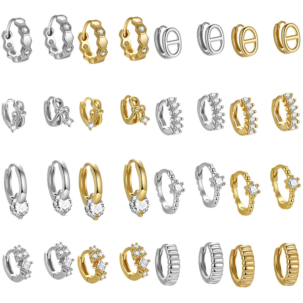 Women's Sterling Sier Zircon Fashion Ear Punk Earrings