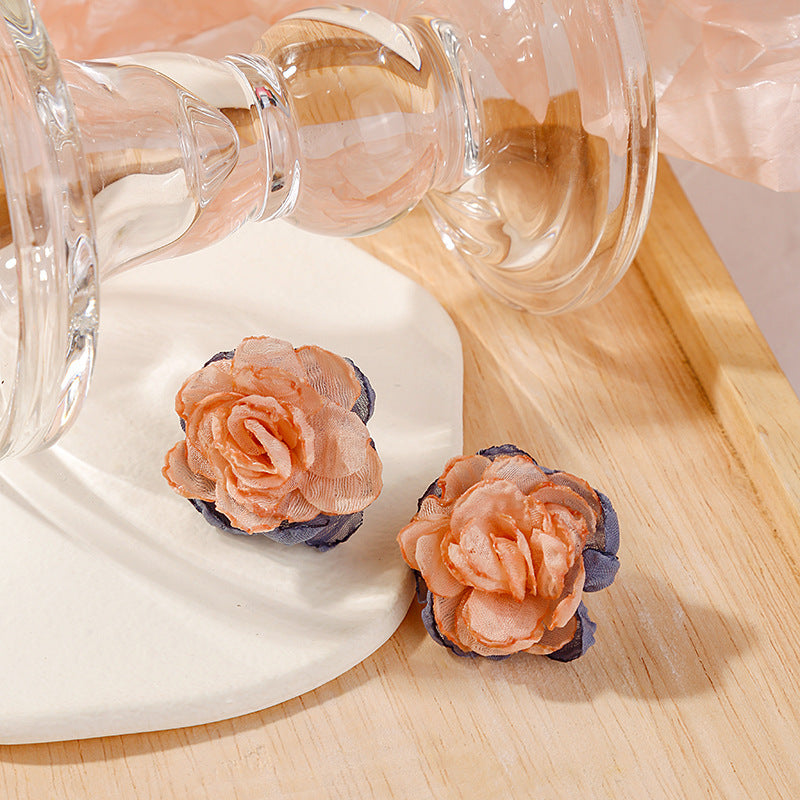 Women's Indie Pop Style Pink Lace Flower Summer High Sense Sweet Earrings