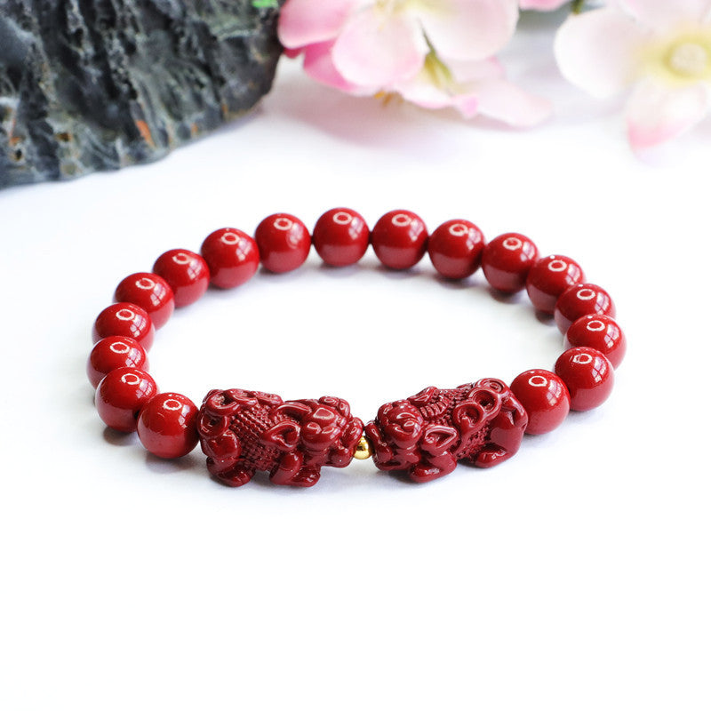 Cinnabar Purple Gold Sand Blessing Card Chalcedony Chinese Live Bracelets