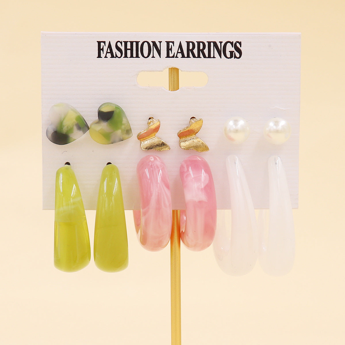Women's Color Resin Leopard Print Pairs Retro Fashion Earrings