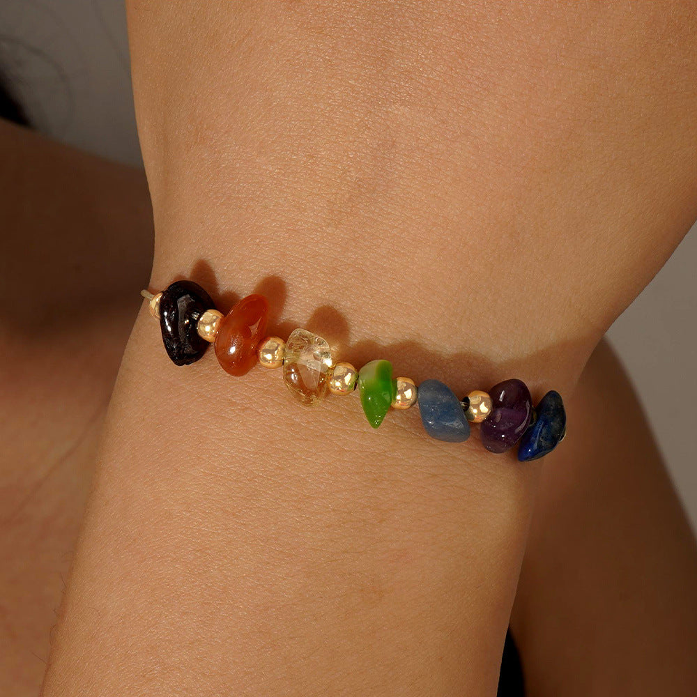 Irregular Natural Stone Colorful Hand-woven Adjustable Bracelets