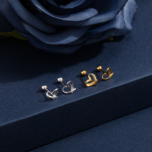 Sterling Sier Loving Heart Niche Design Ear Bone Simple Earrings