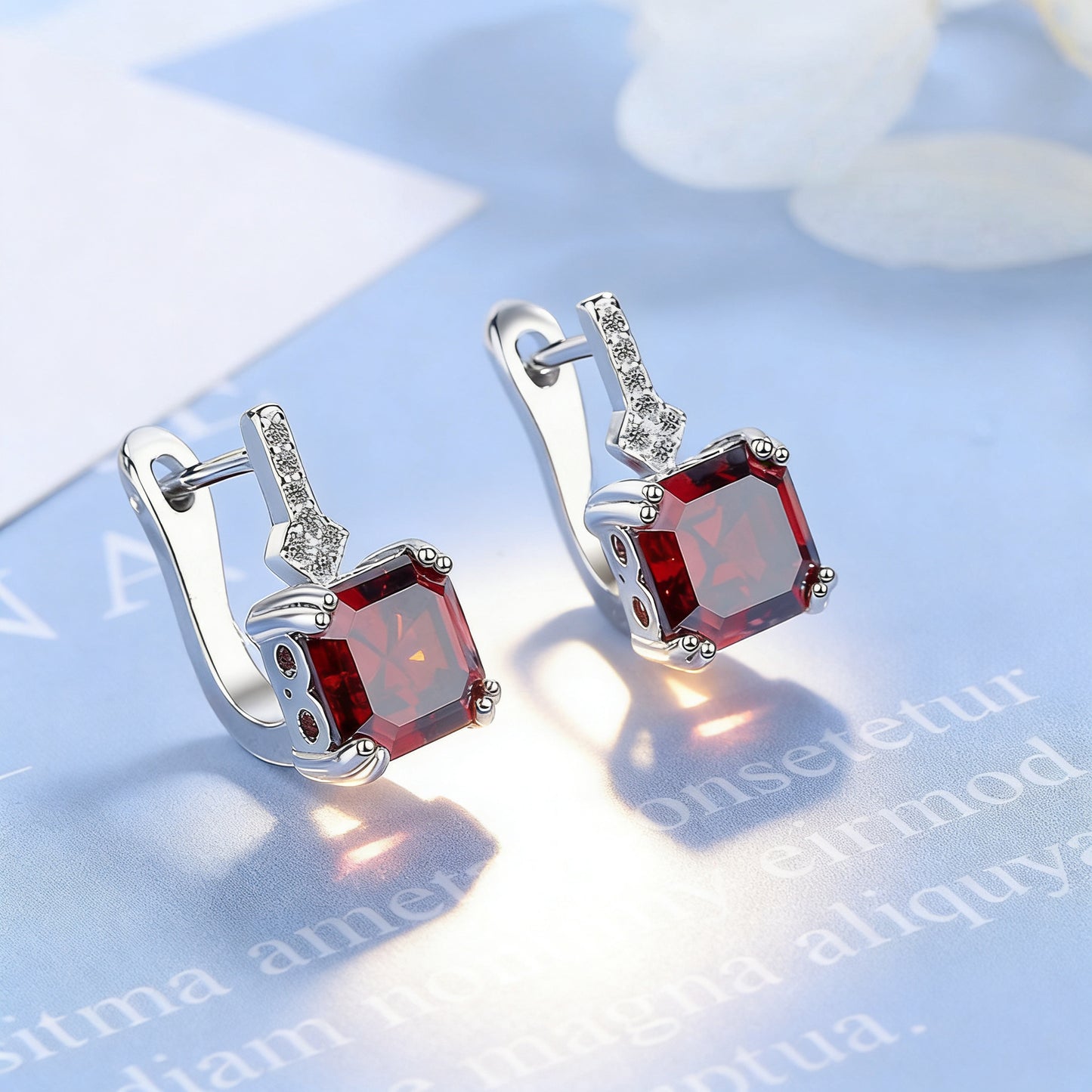 Light Luxury Colorful Crystal Princess Square Meters Clip Advanced Niche Ear Buckle