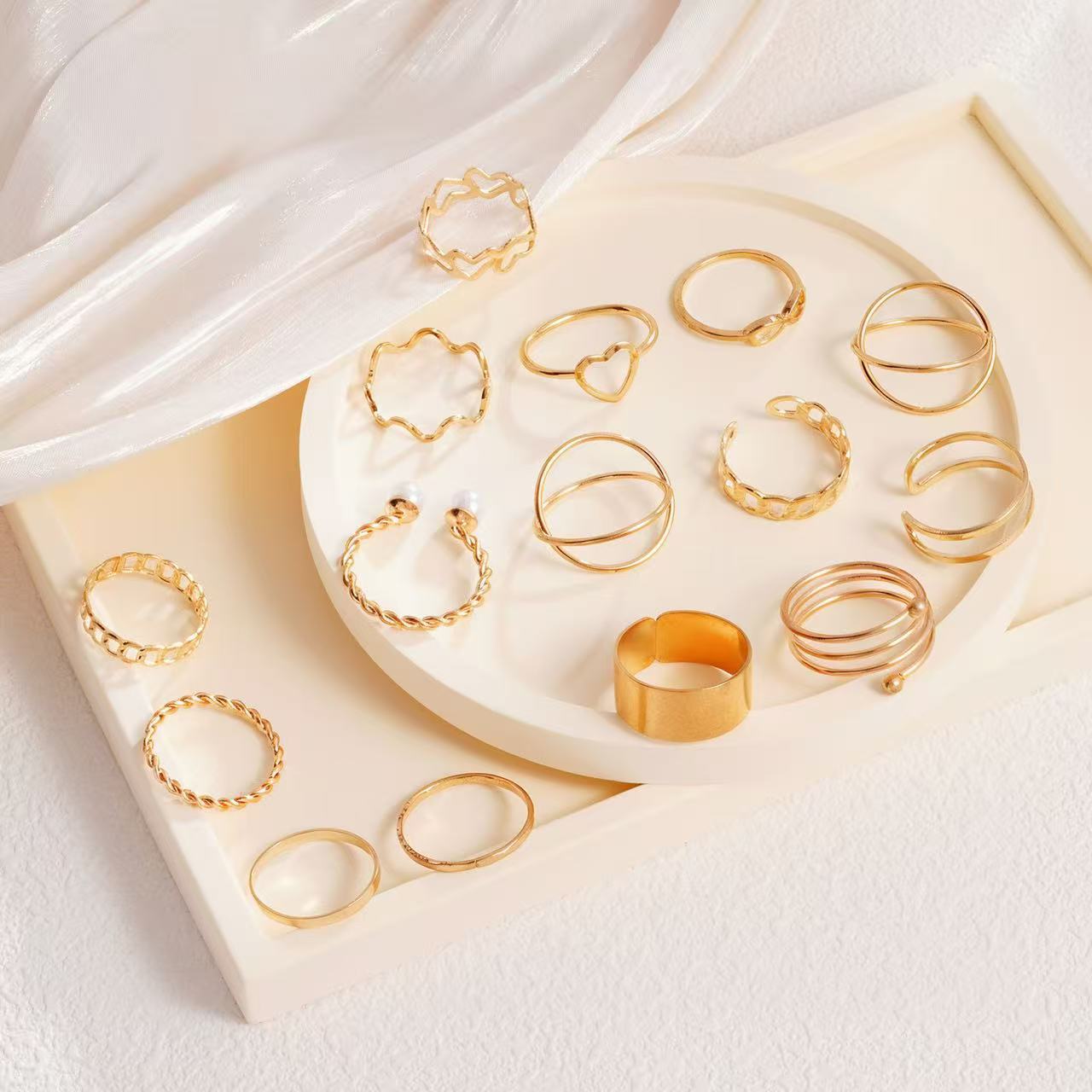 Women's Opening More Than Knuckle Suit Sets Love Heart-shaped Design Sense Ring