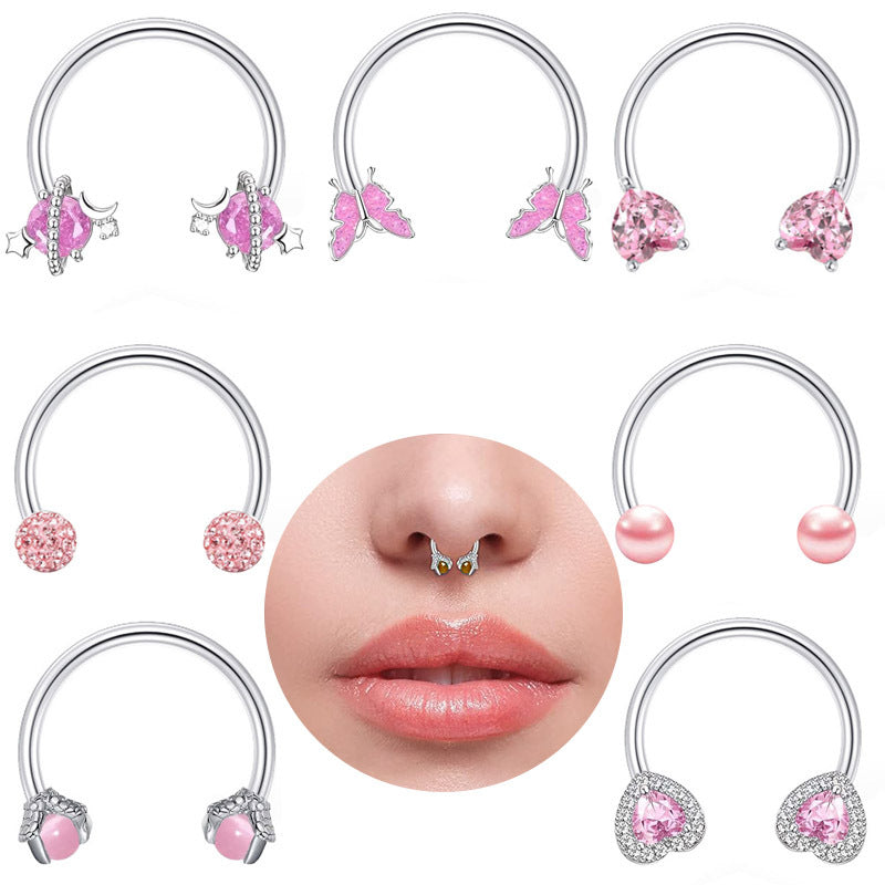 Peach Heart Horseshoe Star Ball Lip Rings