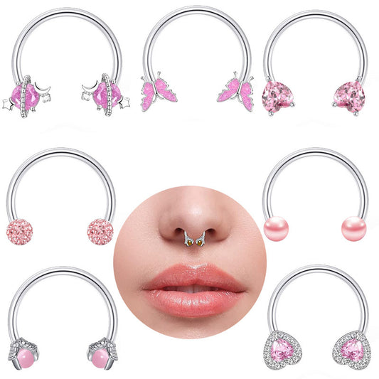 Peach Heart Horseshoe Star Ball Lip Rings