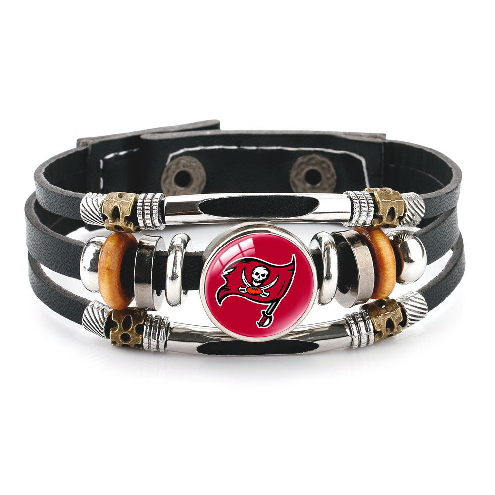 Genuine Leather Hand Professional Rugby League Team Time Stone Bracelet