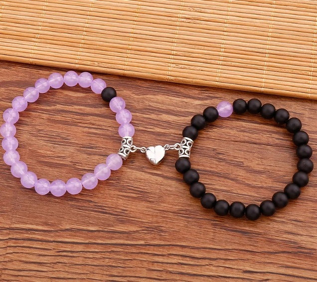 Heart-to-heart Couple Female Niche Design Magnet Bracelets