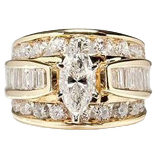 Slouchy Electroplating Zircon Fashion Engagement Hand Ring
