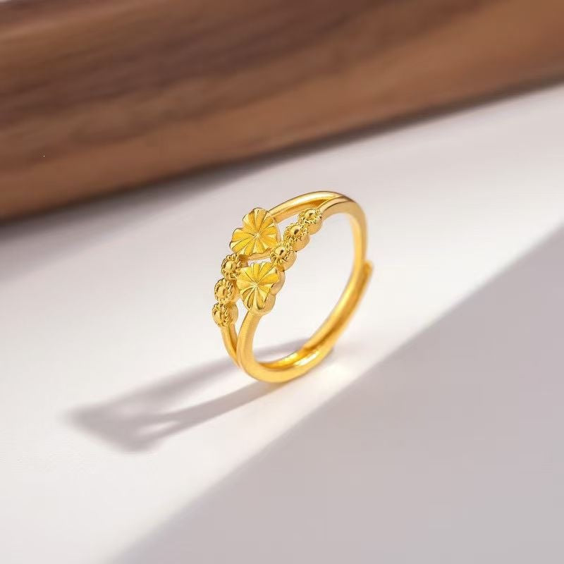 Women's & Men's Style Simple Flower Starry Meteor Shower Wide Rings