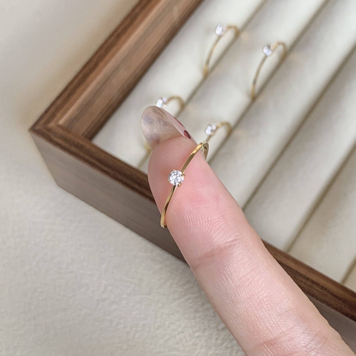 Fine Small Diamond Mini Zircon Light Luxury Advanced Simple Style Rings