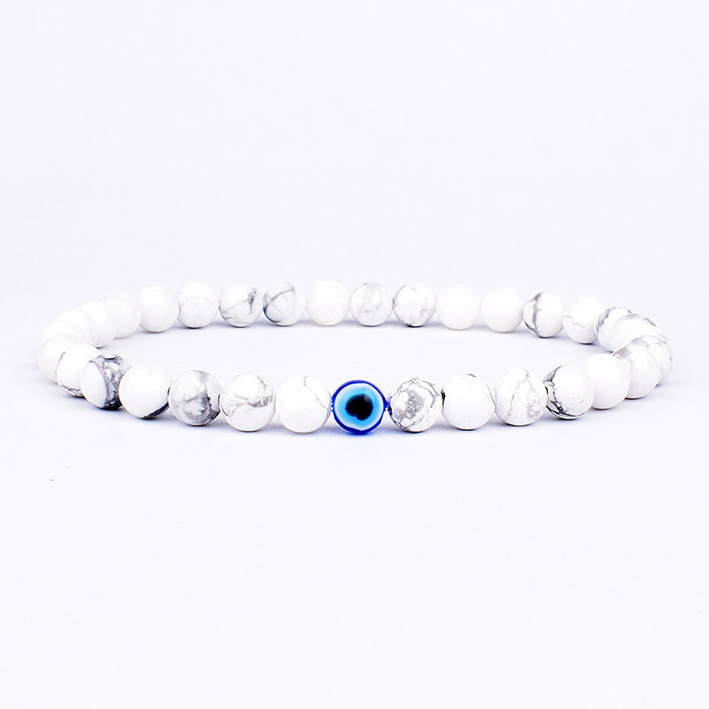 Natural Stone Brace Lace Resin Devil's Eye Beaded Elastic String Bracelet