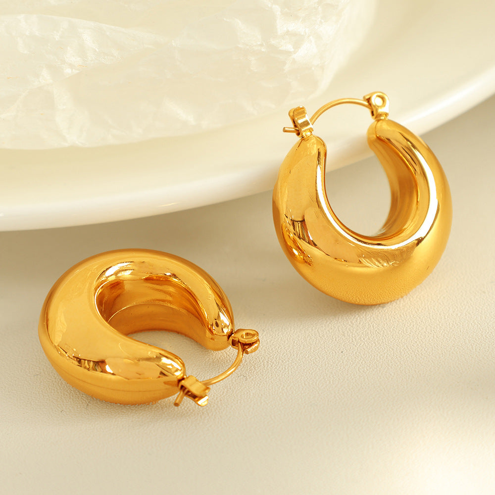 Titanium Steel Thick Cylindrical Hollow Ear Female Plated Solid Polished Rings
